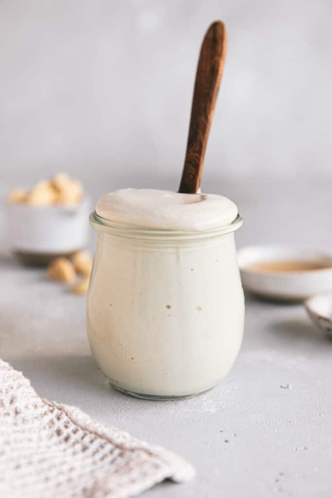 vegan sour cream in small jar