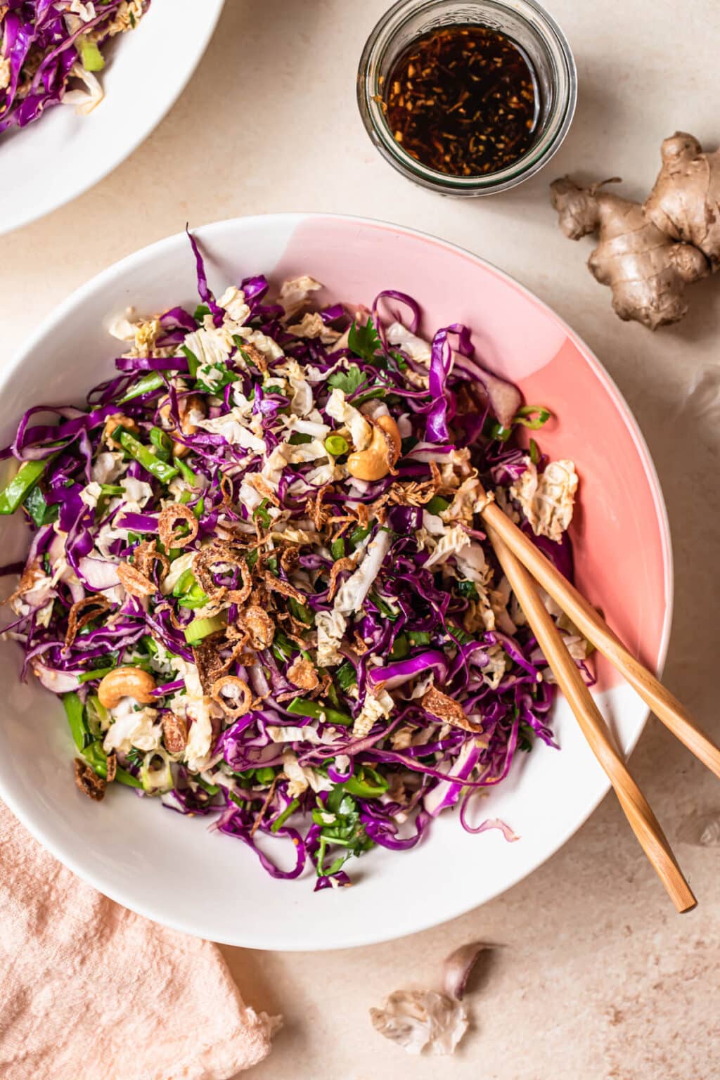 Asian Coleslaw with Ginger Dressing - Our Nourishing Table
