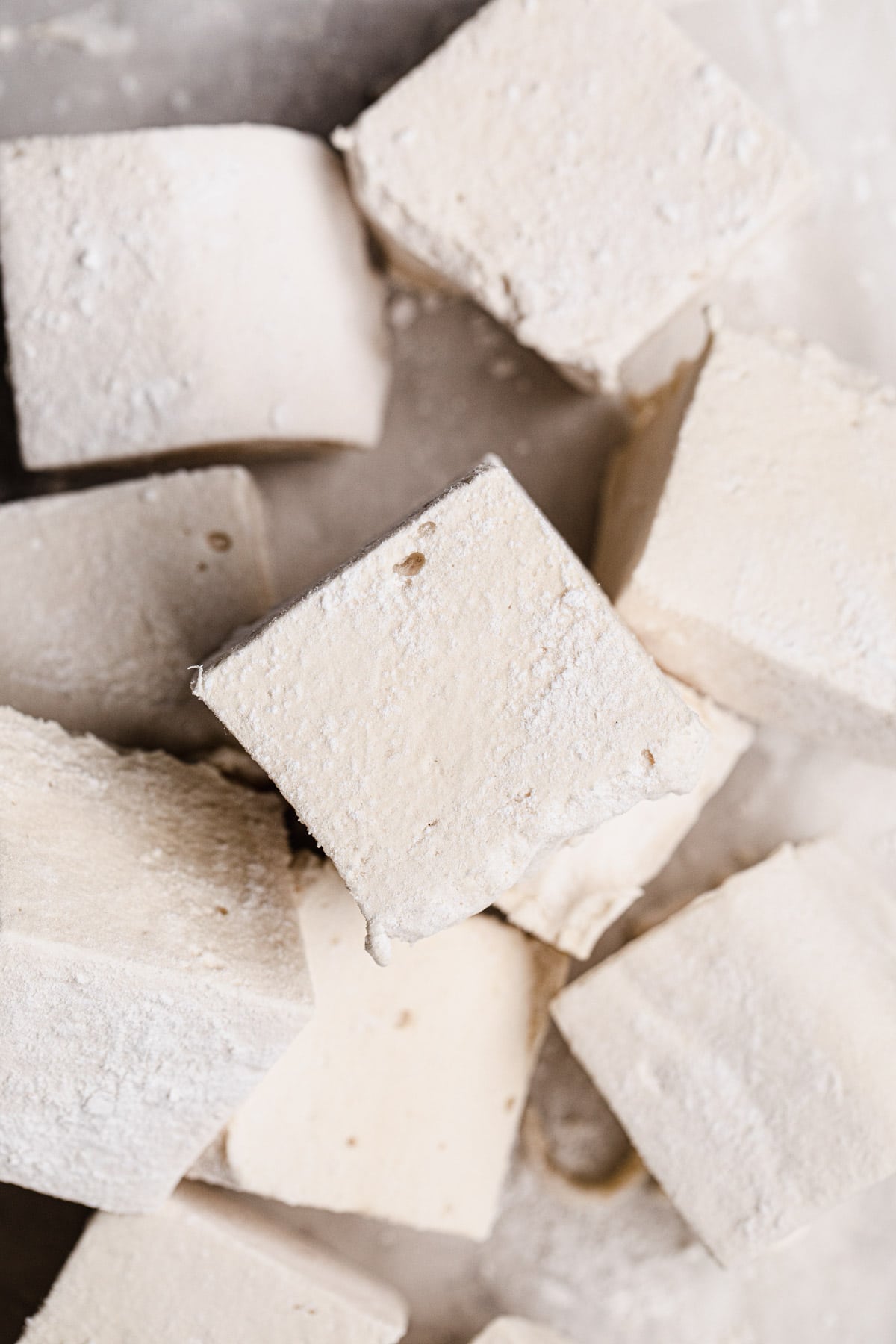 healthy marshmallows made with honey, cut into cubes