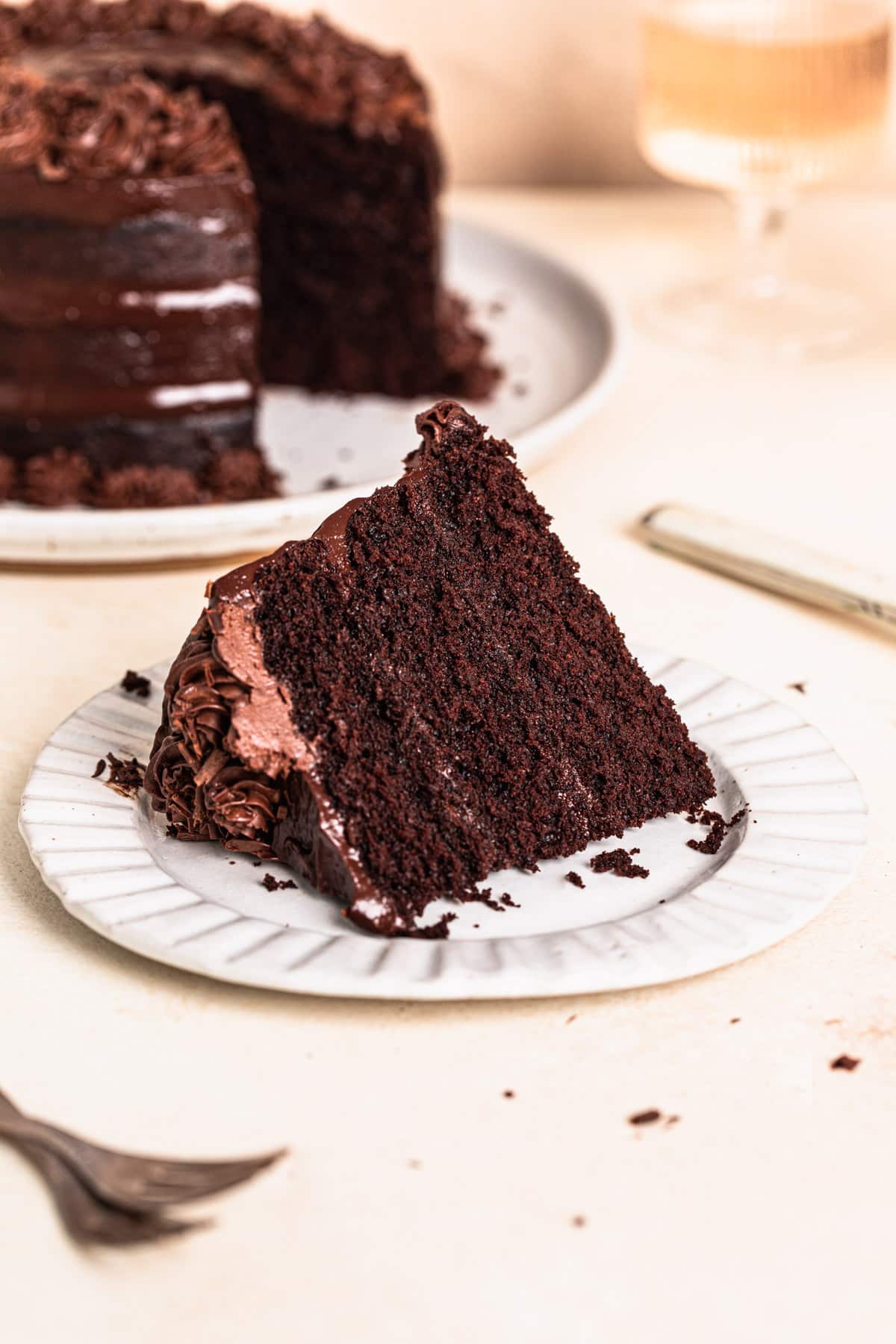 a slice of lactose free chocolate cake