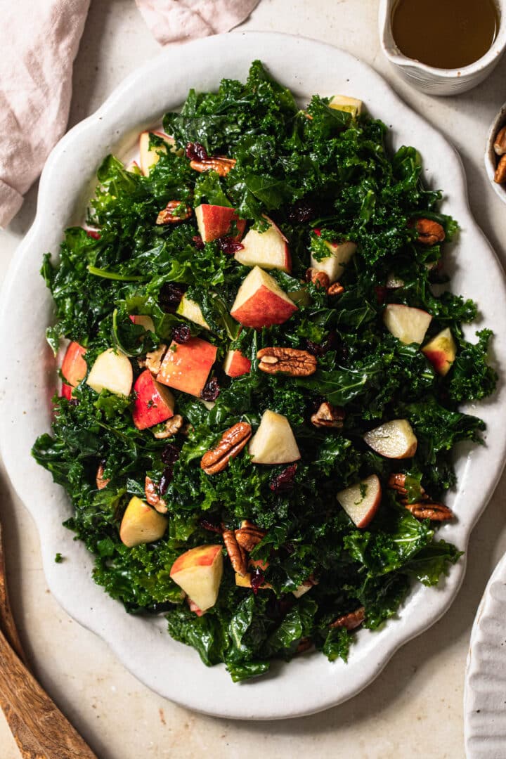 Kale, Apple and Cranberry Salad with Maple Dressing - Our Nourishing Table