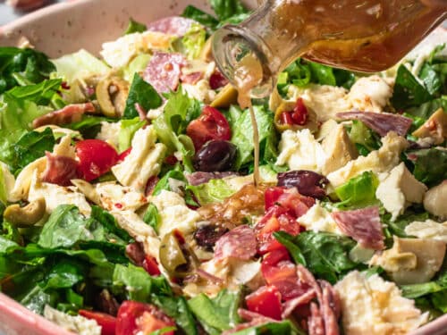 antipasto salad dressing red wine vinegar Easy Antipasto Salad (with Homemade Red Wine Vinaigrette)