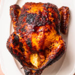 Close up of Harissa roast chicken.