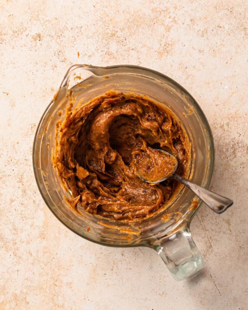 Salted glass caramel in a glass jug.