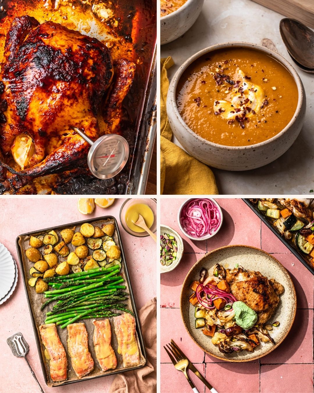 A collection of healthy one pan dinner recipes.