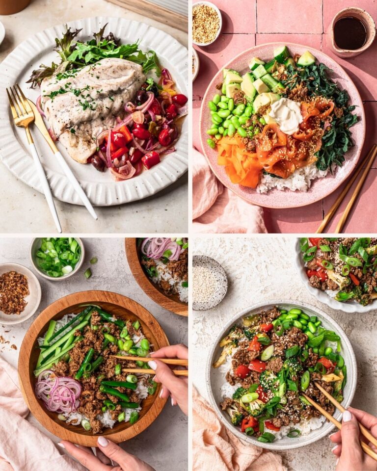 Images of four different healthy 30 minute dinners.