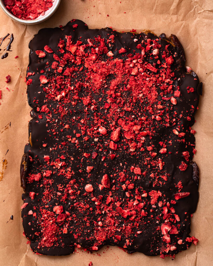 Almond butter and strawberry date bark set. 