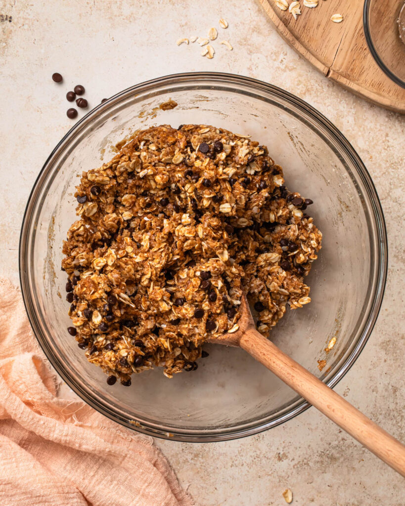 Oat energy ball mixture in a bowl. 