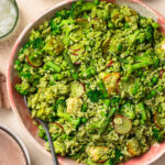 Eat your greens chicken orzo salad in a large salad bowl.