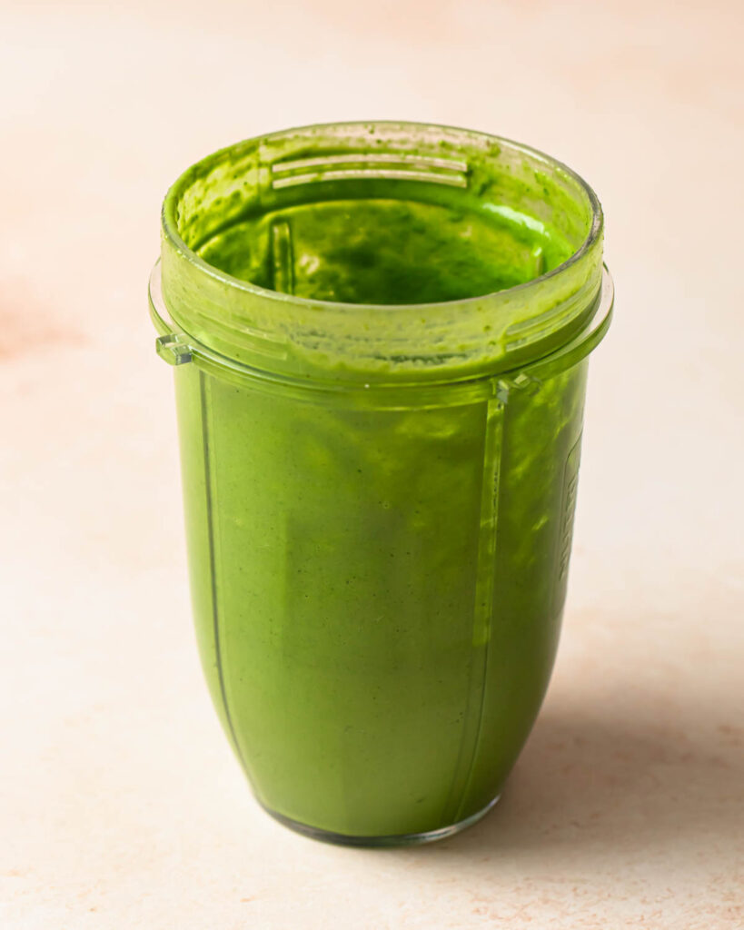 Herby dressing blended until smooth.