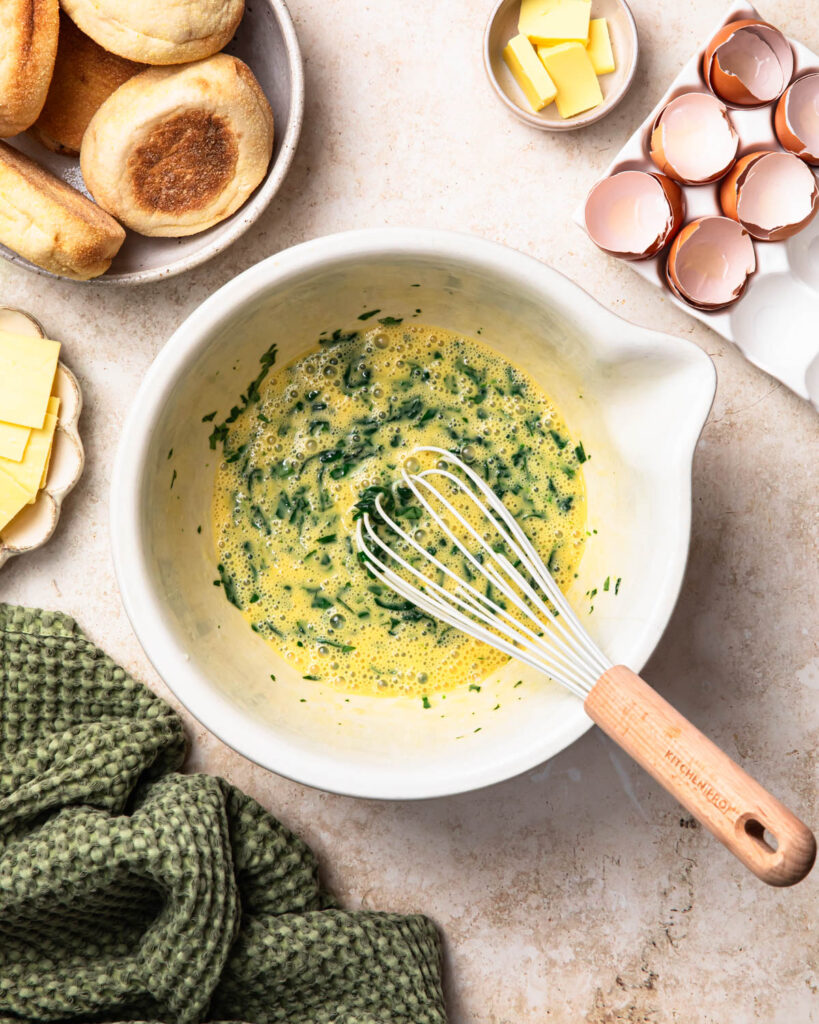 Egg mixture to make baked eggs.