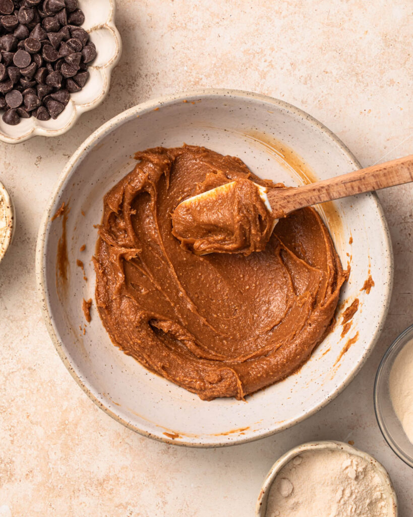 Wet ingredients mixed together in a bowl. 